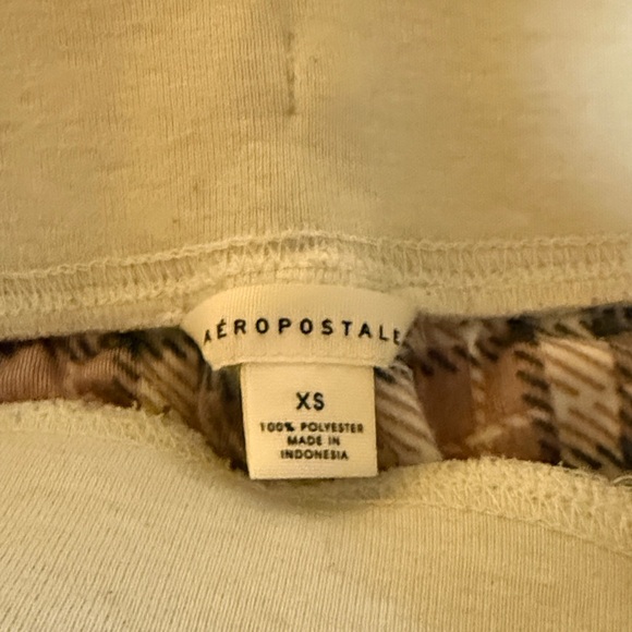 Aeropostale Plaid Pajama Pants - Cream, Pink, Blue - Picture 2 of 3